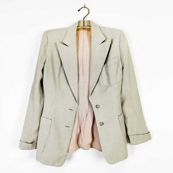Vintage 50s embroidered beige blazer Tailored by Buddy Bates Size XS - Picture 2 of 11